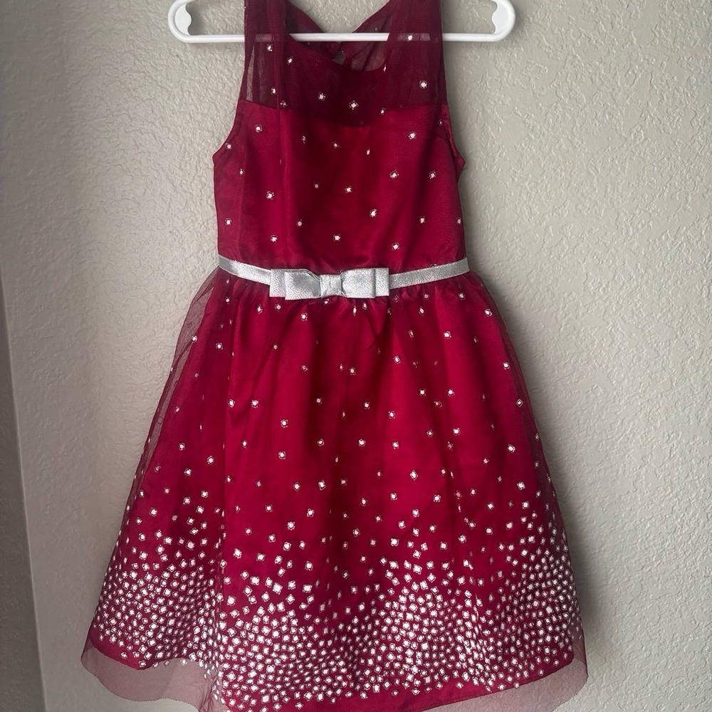 JONA MICHELLE Girls Red Tulle Special Occasion Dress size 5